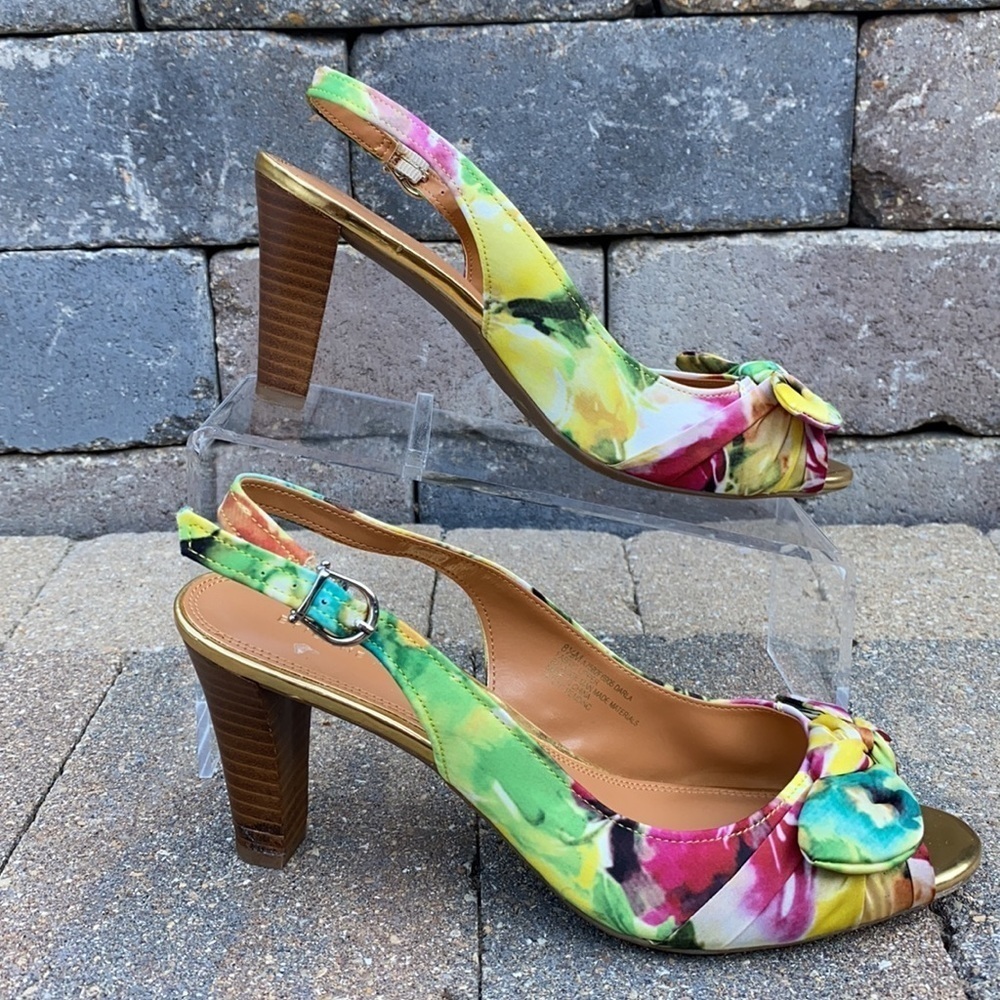 Etienne Aigner Floral Darla Chunky heal Slingback🩴 - Picture 4 of 12